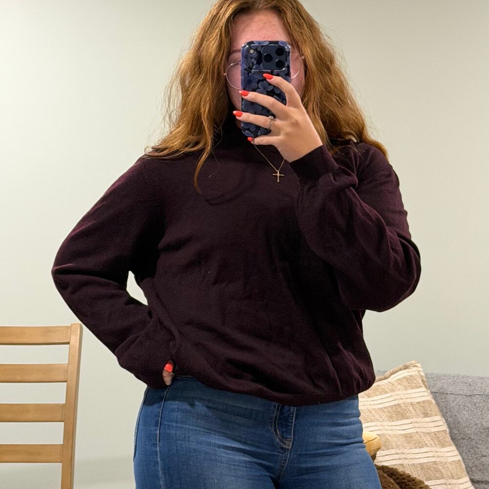 Brooks Brothers Burgundy Merino Wool V-Neck Sweater L